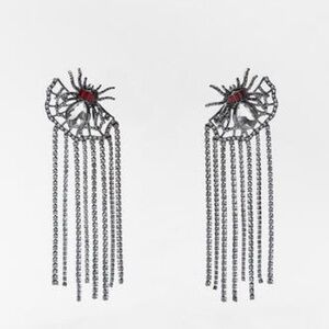 Zara SPIDER RHINESTONE EARRINGS ANTHRACITE GREY
